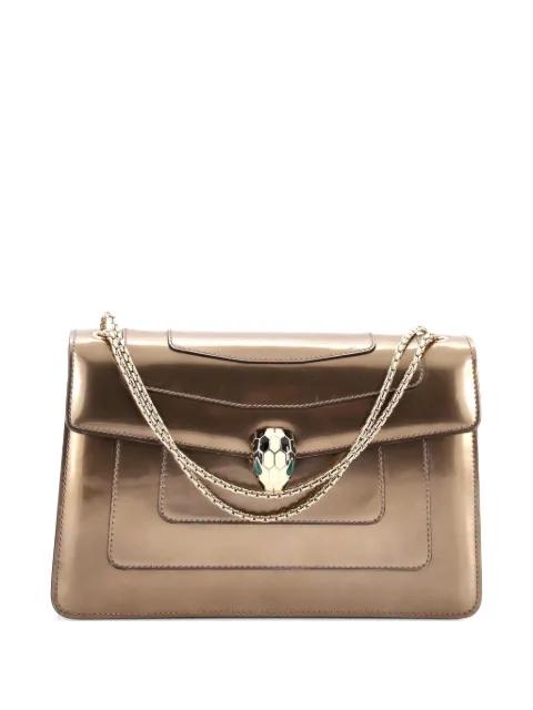 Serpenti Forever Metallic Leather Medium shoulder bag by BVLGARI 