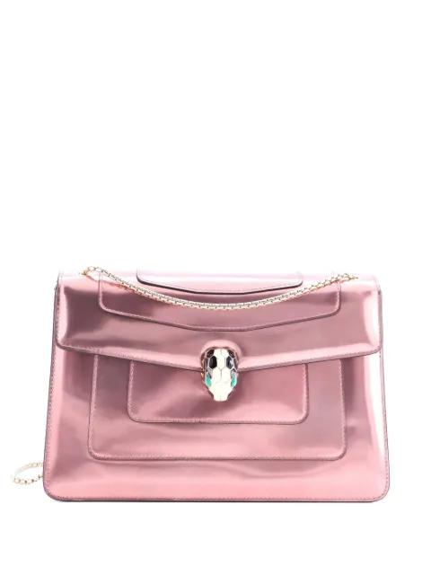 Serpenti Forever Metallic Leather Medium shoulder bag by BVLGARI 
