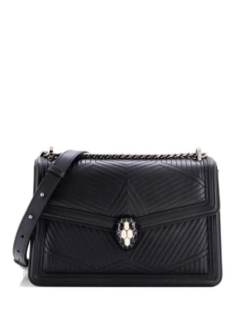 Serpenti Forever Shoulder Bag Quilted Leather Small crossbody bag by BVLGARI 
