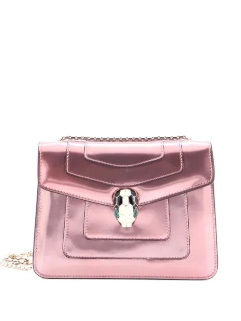 Serpenti Forever Square Metallic Leather Small shoulder bag by BVLGARI 