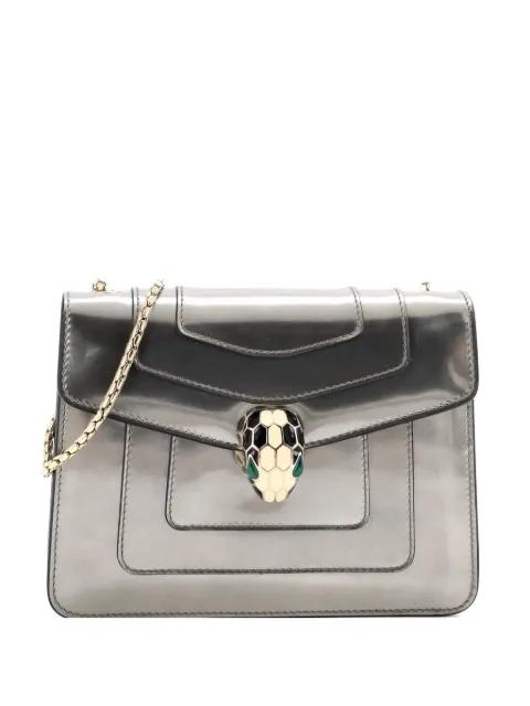 Serpenti Forever Square Metallic Leather Small shoulder bag by BVLGARI 