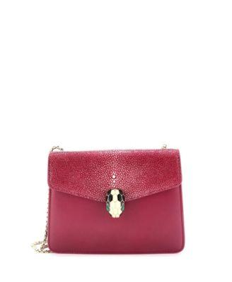 Serpenti Forever Square Shoulder Bag Leather and Stingray by  BVLGARI