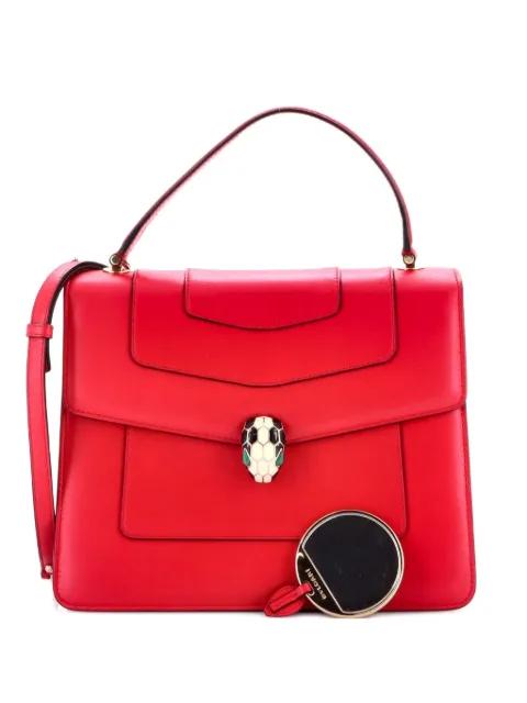 Serpenti Forever Top Handle Bag Leather Medium satchel by BVLGARI 