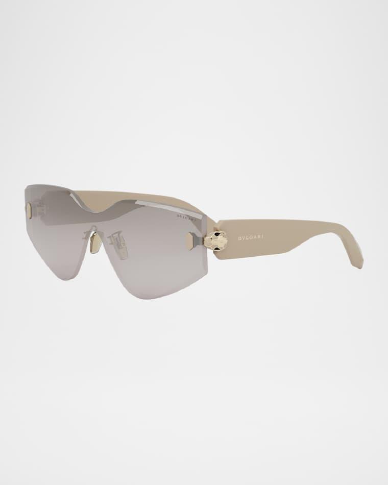 Serpenti Rimless Metal & Nylon Shield Sunglasses by BVLGARI