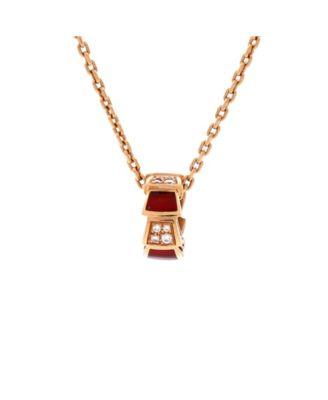 Serpenti Viper Pendant Necklace 18K Rose Gold with Carnelian and Diamonds by  BVLGARI