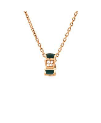 Serpenti Viper Pendant Necklace 18K Rose Gold with Malachite and Diamonds by  BVLGARI