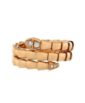 Serpenti Viper Two-Coil Ring 18K Rose Gold with Diamond by  BVLGARI