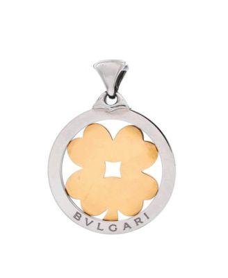 Tondo Clover Pendant Stainless Steel with 18K Gold by  BVLGARI