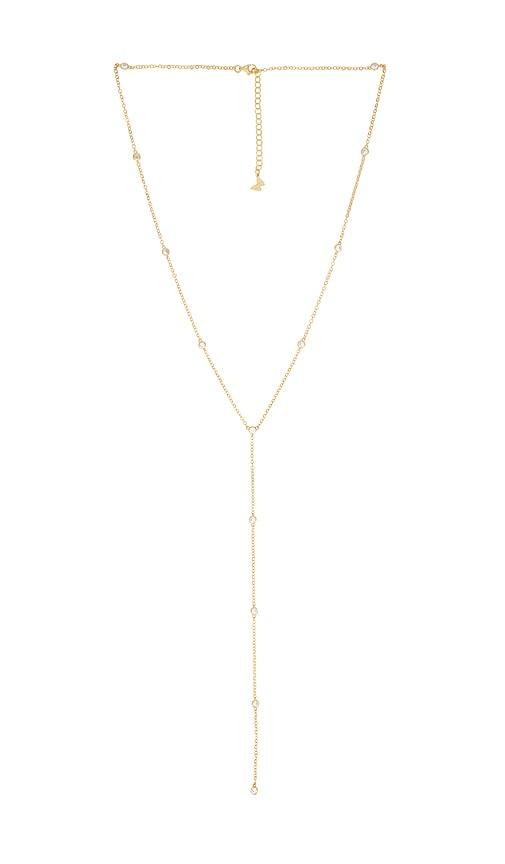 By Adina Eden Bezel Station Lariat Necklace in Metallic Gold by BY ADINA EDEN