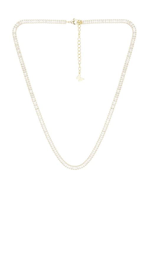 By Adina Eden Cz Baguette All Around Tennis Necklace in Metallic Gold by BY ADINA EDEN