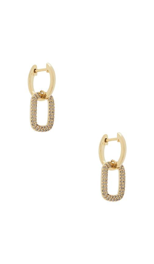 By Adina Eden Double Cz Row Link Drop Earring in Metallic Gold by BY ADINA EDEN