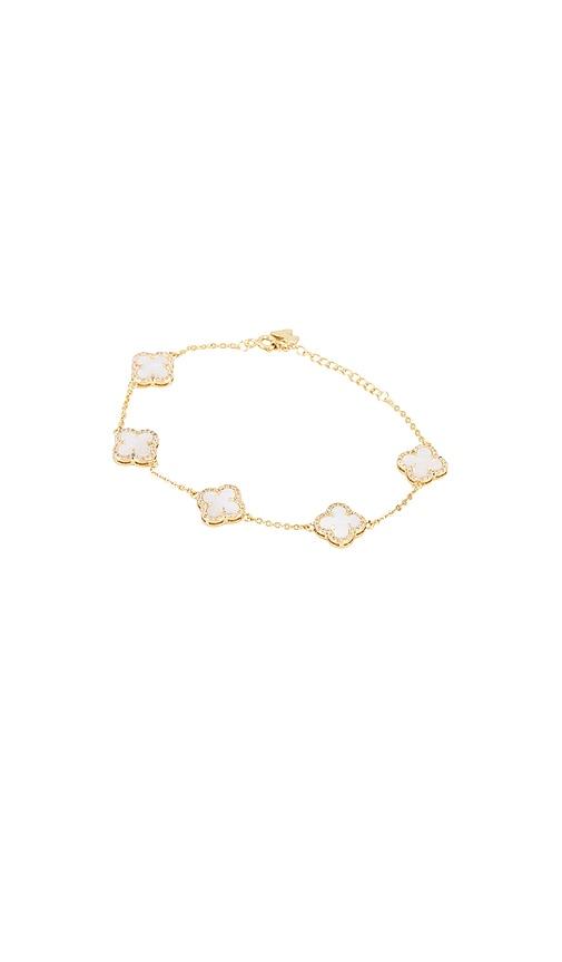 By Adina Eden Mini Multi Pave Outlined Colored Clover Bracelet in Metallic Gold by BY ADINA EDEN