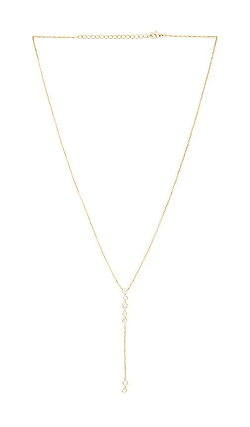 By Adina Eden Multi Bezel Stone Drop Lariat Necklace in Metallic Gold by BY ADINA EDEN