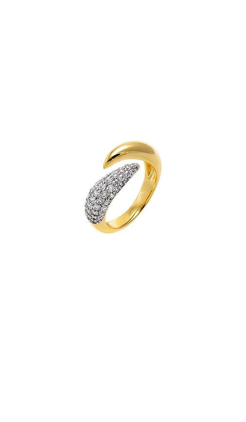 By Adina Eden Pave Horn Wrap Pinky Ring in Metallic Gold by BY ADINA EDEN