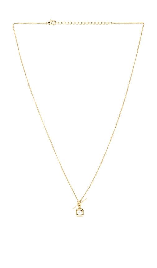 By Adina Eden Square Solitaire Stone Toggle Charm Necklace in Metallic Gold by BY ADINA EDEN