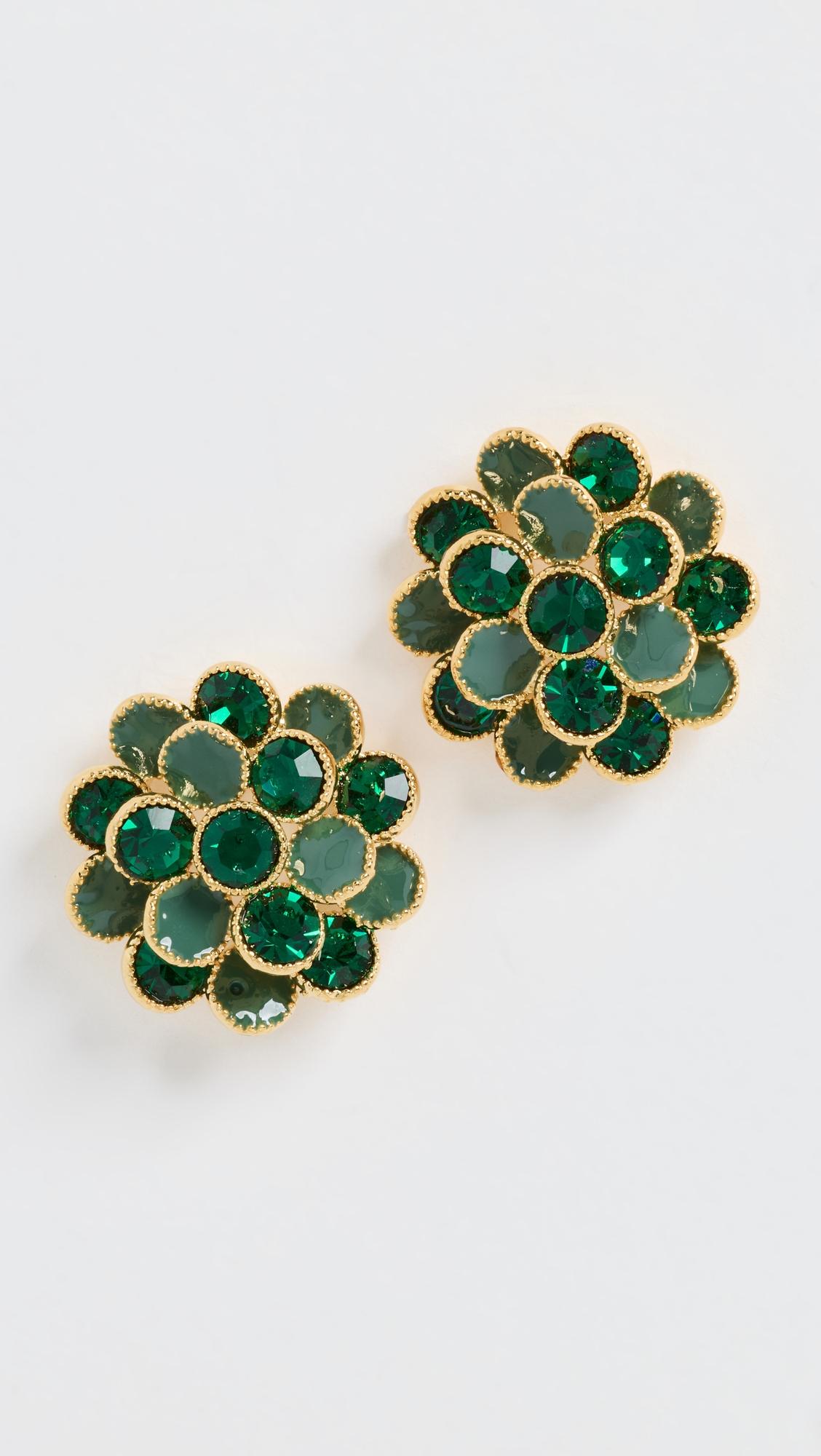 Colored Beaded Flower Stud Earrings by BY ADINA EDEN