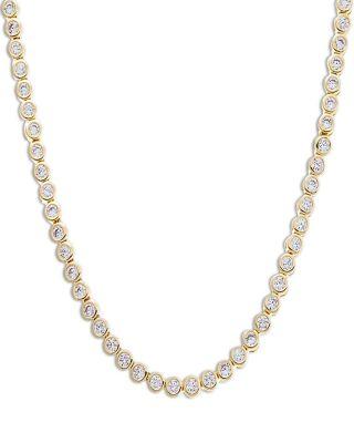 Cubic Zirconia Bezel Tennis Necklace by BY ADINA EDEN