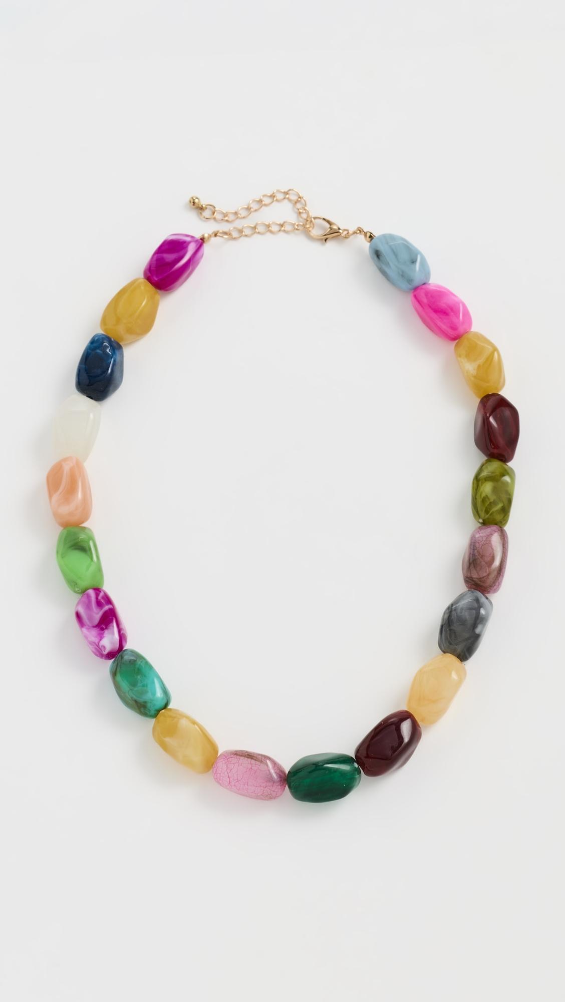 Gold Chain & Multicolor Bead Necklace by BY ADINA EDEN