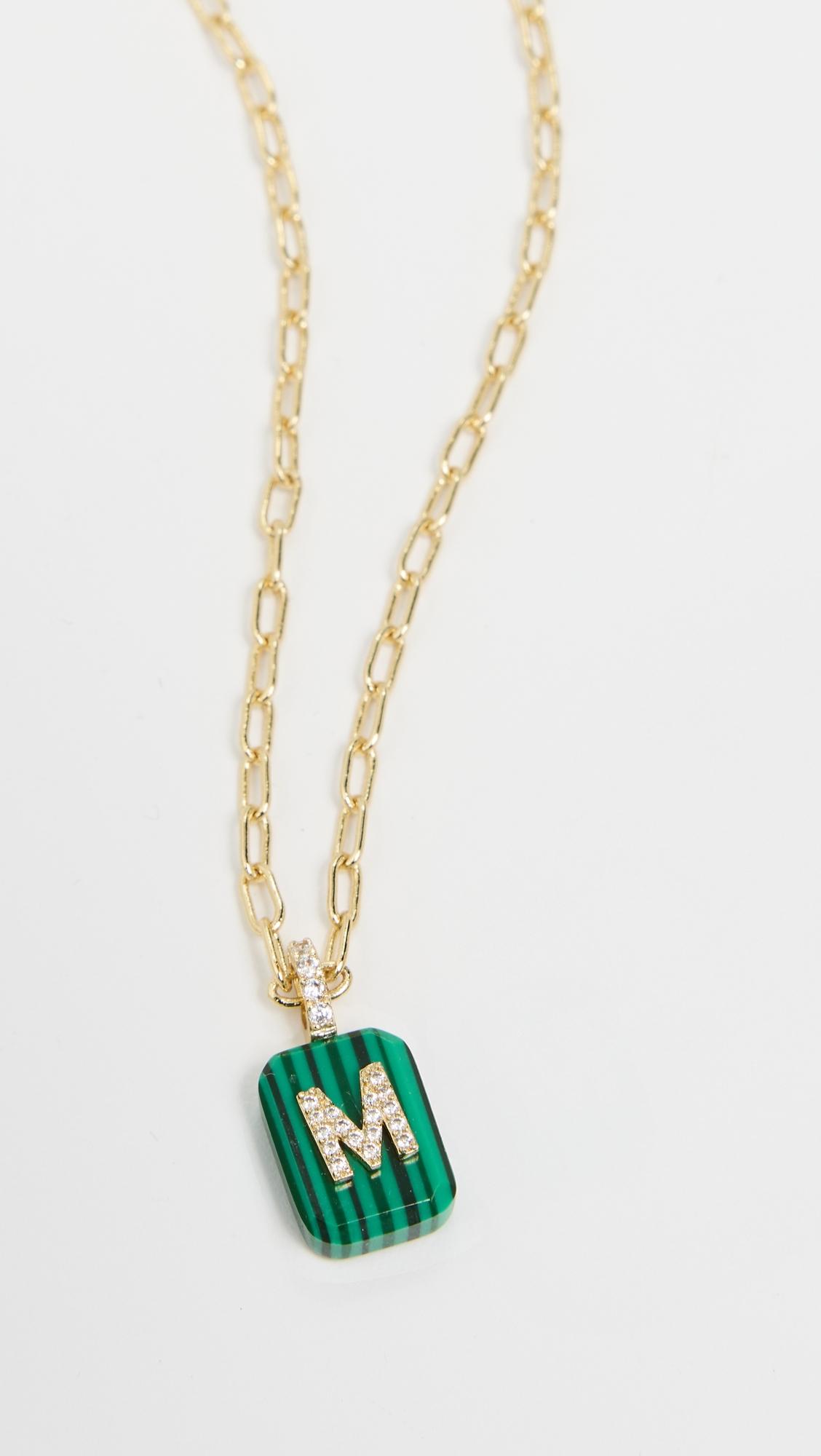 Initial X Malachite Dog Tag Necklace by BY ADINA EDEN