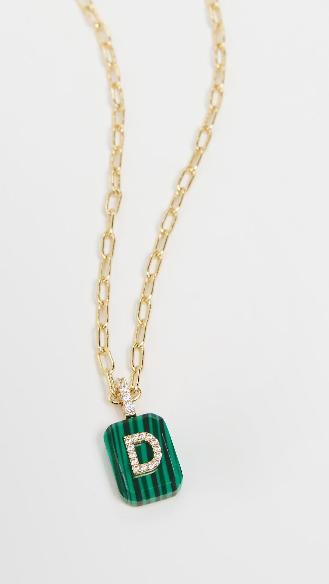 Initial X Malachite Dog Tag Necklace by BY ADINA EDEN