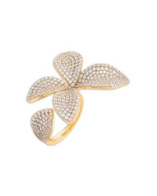 Pav&eacute; Fancy Flower Petal Ring by BY ADINA EDEN