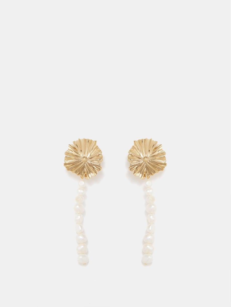 Marise pearl & 18kt gold-plated earrings by BY ALONA