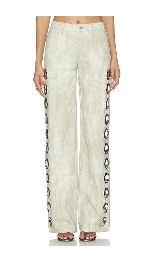 BY.DYLN Archer Jeans in White,Sage by BY.DYLN