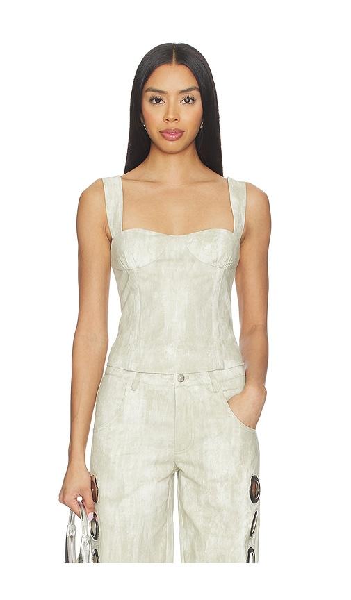 BY.DYLN Archer Top in White,Sage by BY.DYLN