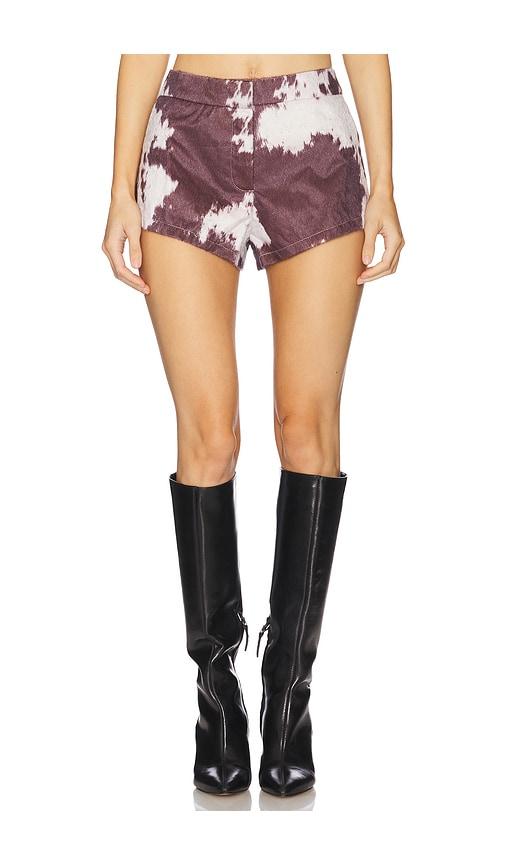 BY.DYLN Helsa Micro Shorts in Wine,White by BY.DYLN