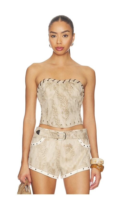 BY.DYLN Juno Corset Top in Beige by BY.DYLN