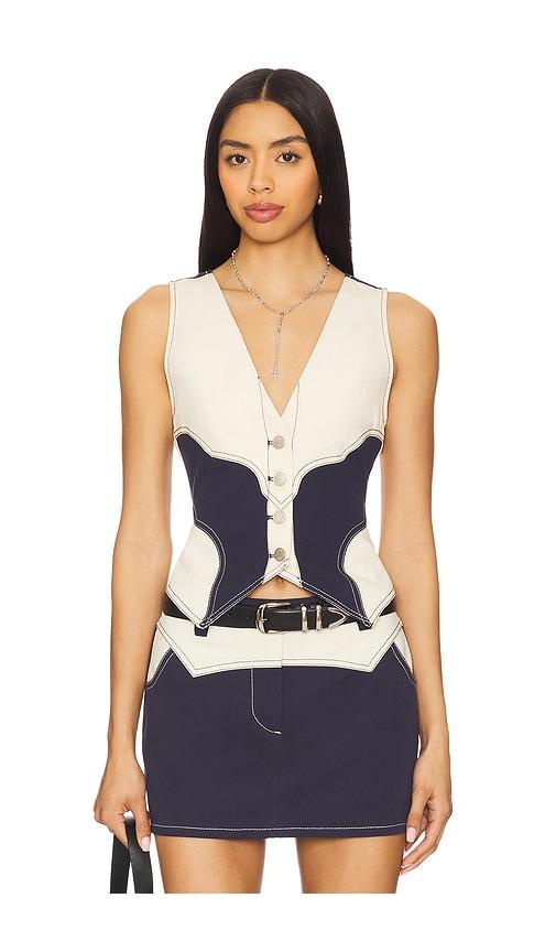 BY.DYLN x REVOLVE Donella Vest in Ivory,Navy by BY.DYLN