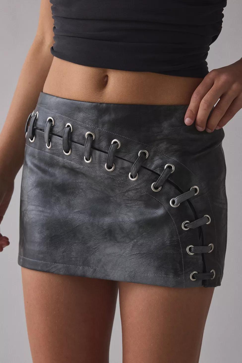 by.DYLN Karlita Karlita Lace-Up Faux Leather Micro Mini Skirt by BY.DYLN