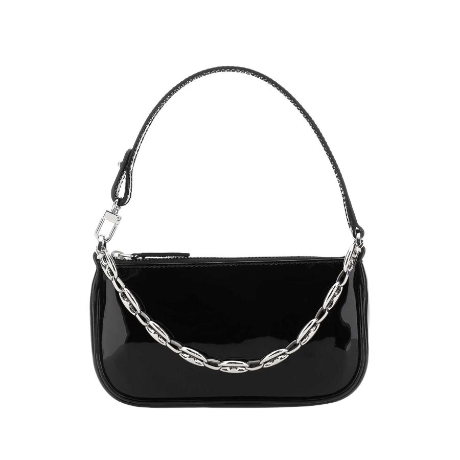 BY FAR Black Leather Mini Rachel Handbag by BY FAR