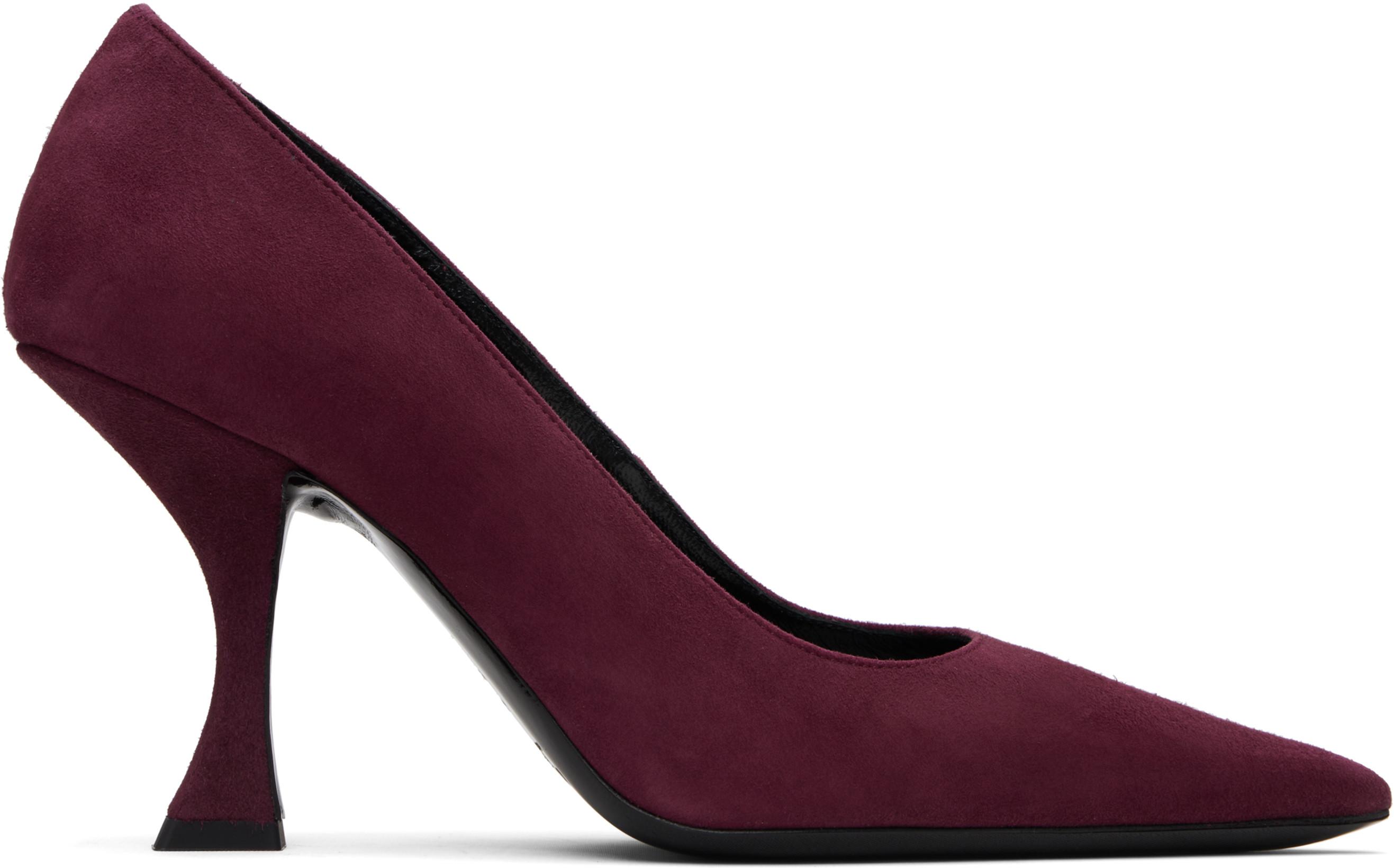 Burgundy Viva Suede Heels by BY FAR