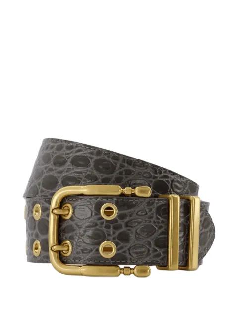 Duo croc-embossed buckle belt by BY FAR