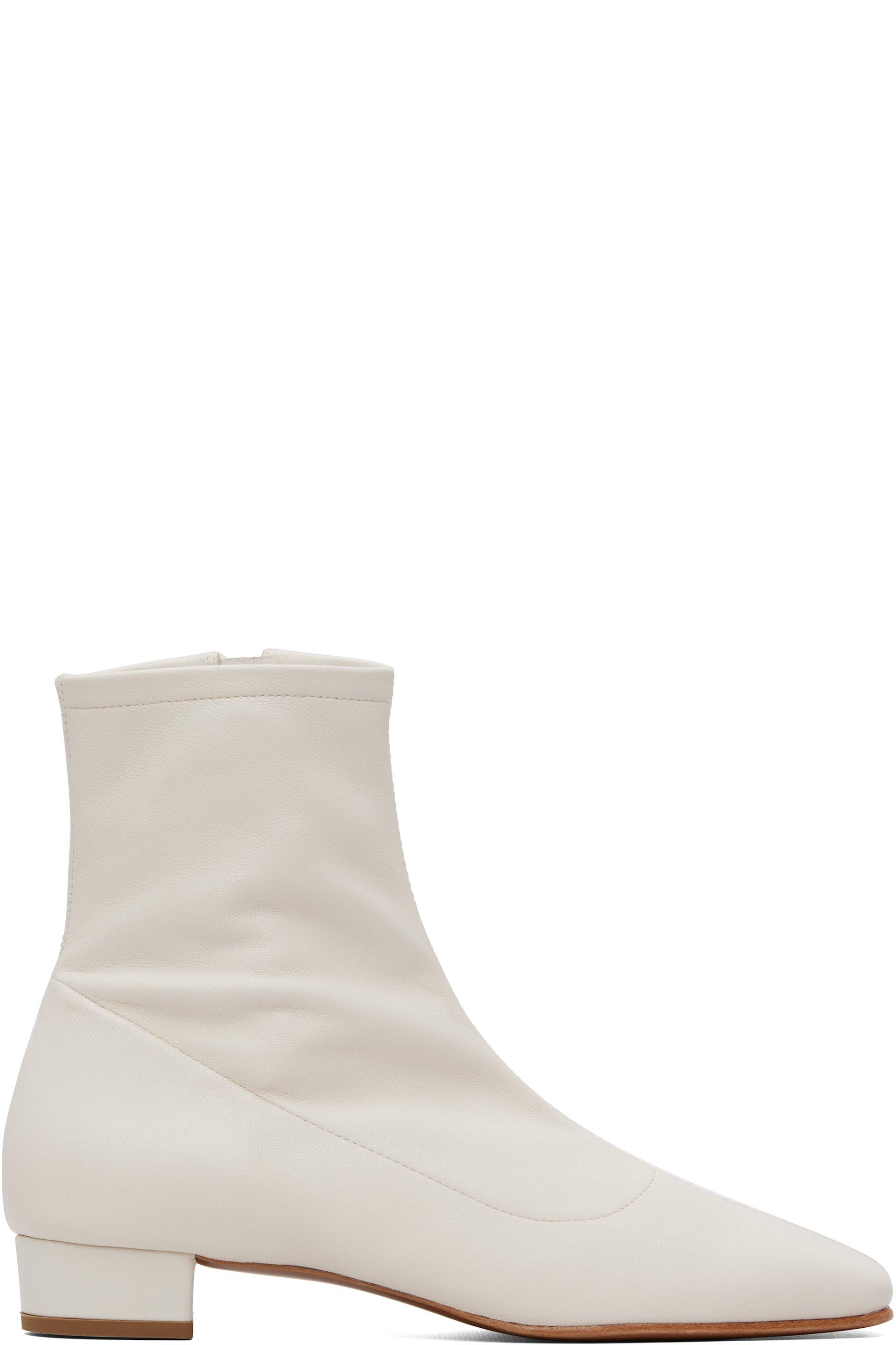 White Este Leather Ankle Boots by BY FAR