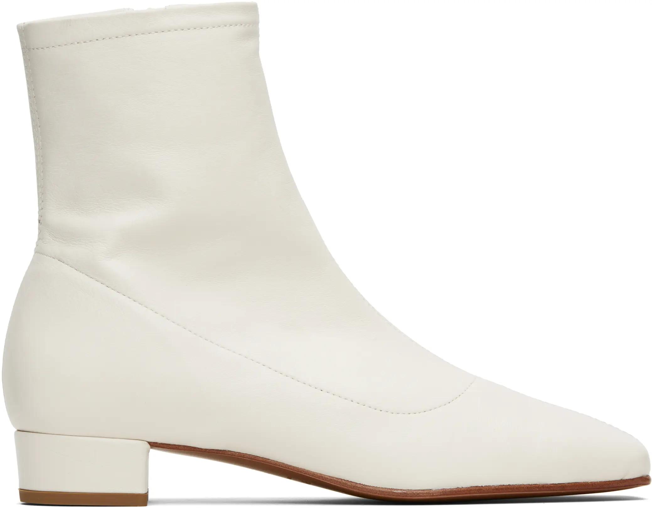 White Este Leather Ankle Boots by BY FAR