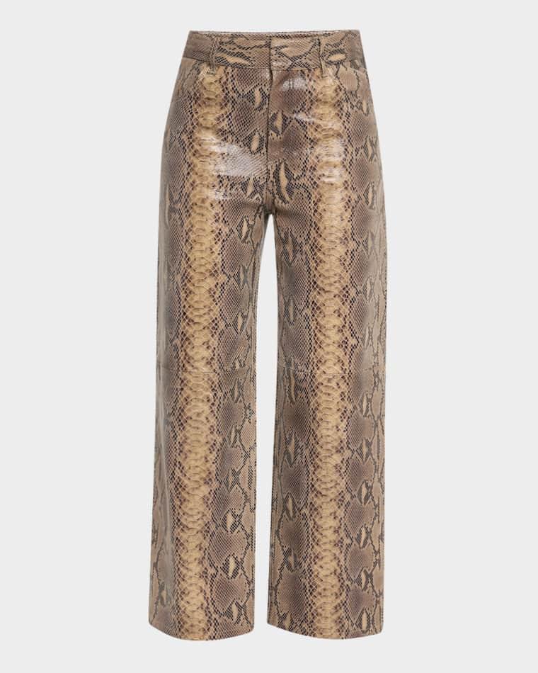 Cailys Cropped Snake-Embossed Leather Trousers by BY MALENE BIRGER