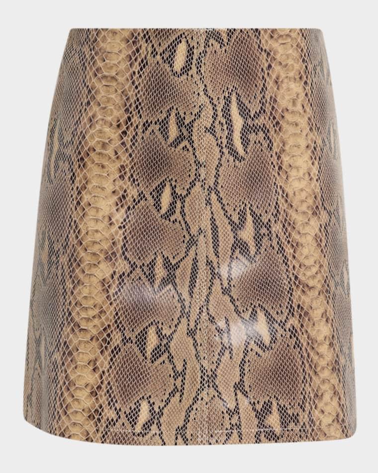 Coras Snake-Embossed Leather Mini Skirt by BY MALENE BIRGER