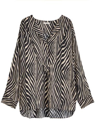 Fayette zebra-print matte satin blouse by BY MALENE BIRGER