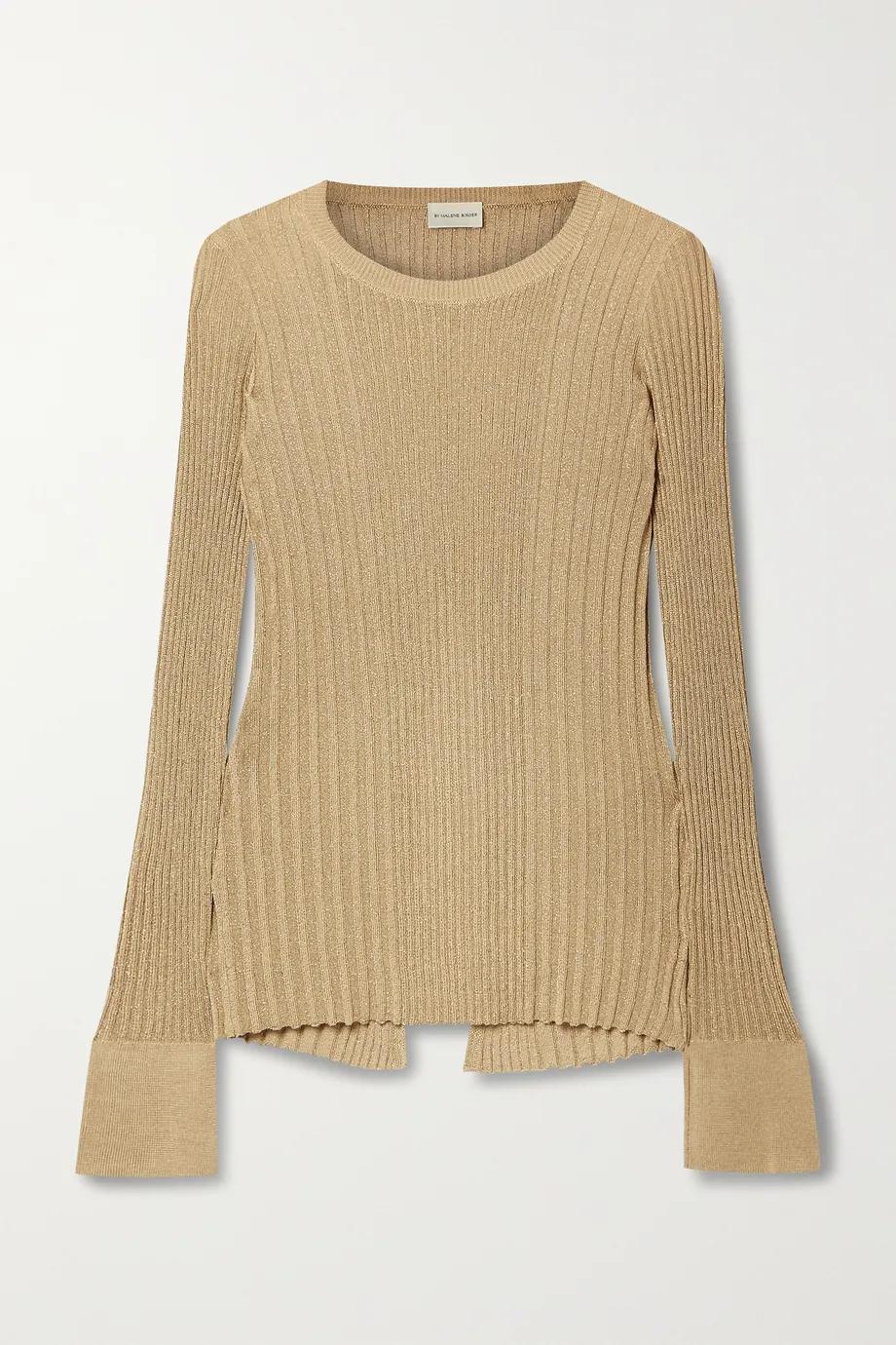 Orlia metallic ribbed-knit top by BY MALENE BIRGER