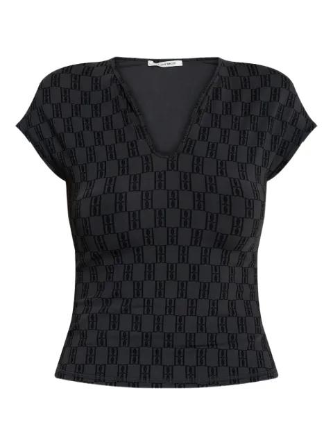 Venazia monogram-pattern V-neck top by BY MALENE BIRGER