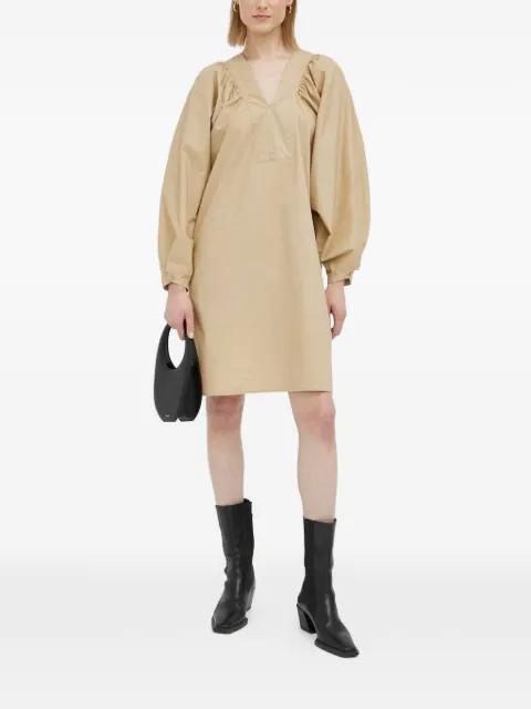 balloon-sleeve V-neck mini dress by BY MALENE BIRGER