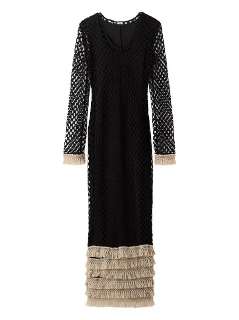 fringed-details maxi dress by BY MALENE BIRGER