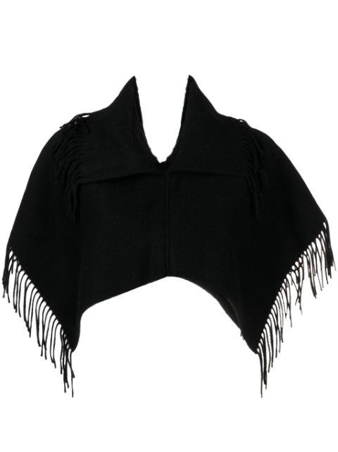 fringed wool cropped poncho by BY MALENE BIRGER
