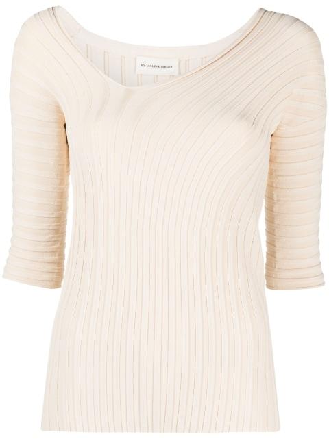 ribbed-knit asymmetric top by BY MALENE BIRGER