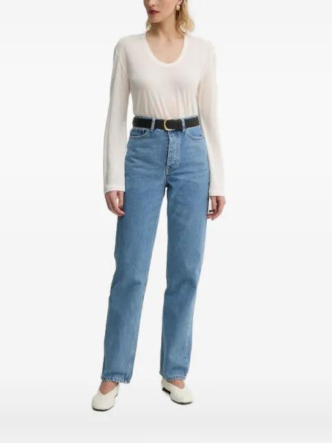 scoop-neck long-sleeve top by BY MALENE BIRGER