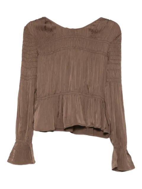 smocked-effect long-sleeve blouse by BY MALENE BIRGER
