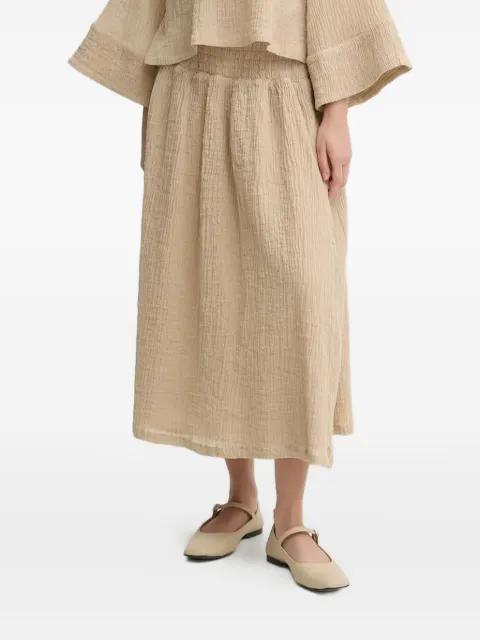 smocked-waist midi A-line skirt by BY MALENE BIRGER