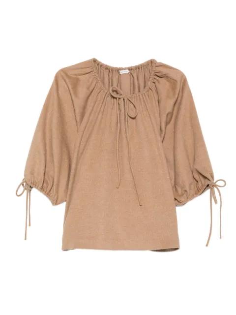 tie-neck puff-sleeve top by BY MALENE BIRGER